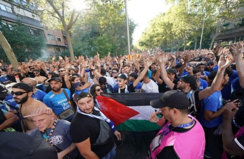 اشتباكات بين الشرطة الإسبانية وجماهير مارسيليا.. ومنع رفع أعلام فلسطين في ملعب ريال مدريد