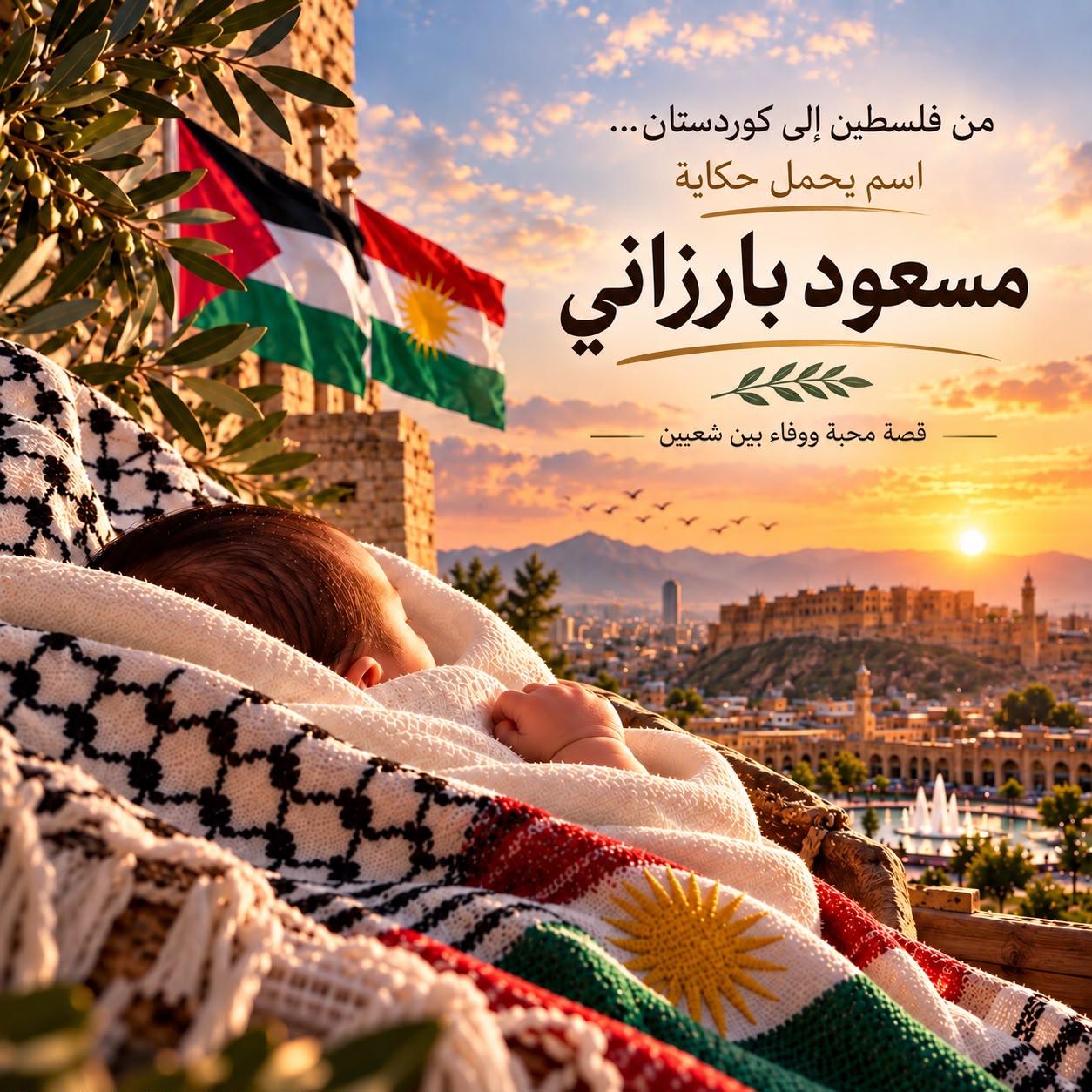 فلسطيني في أربيل يطلق على مولوده اسم "مسعود بارزاني".. حكاية وفاء تجمع فلسطين وكوردستان